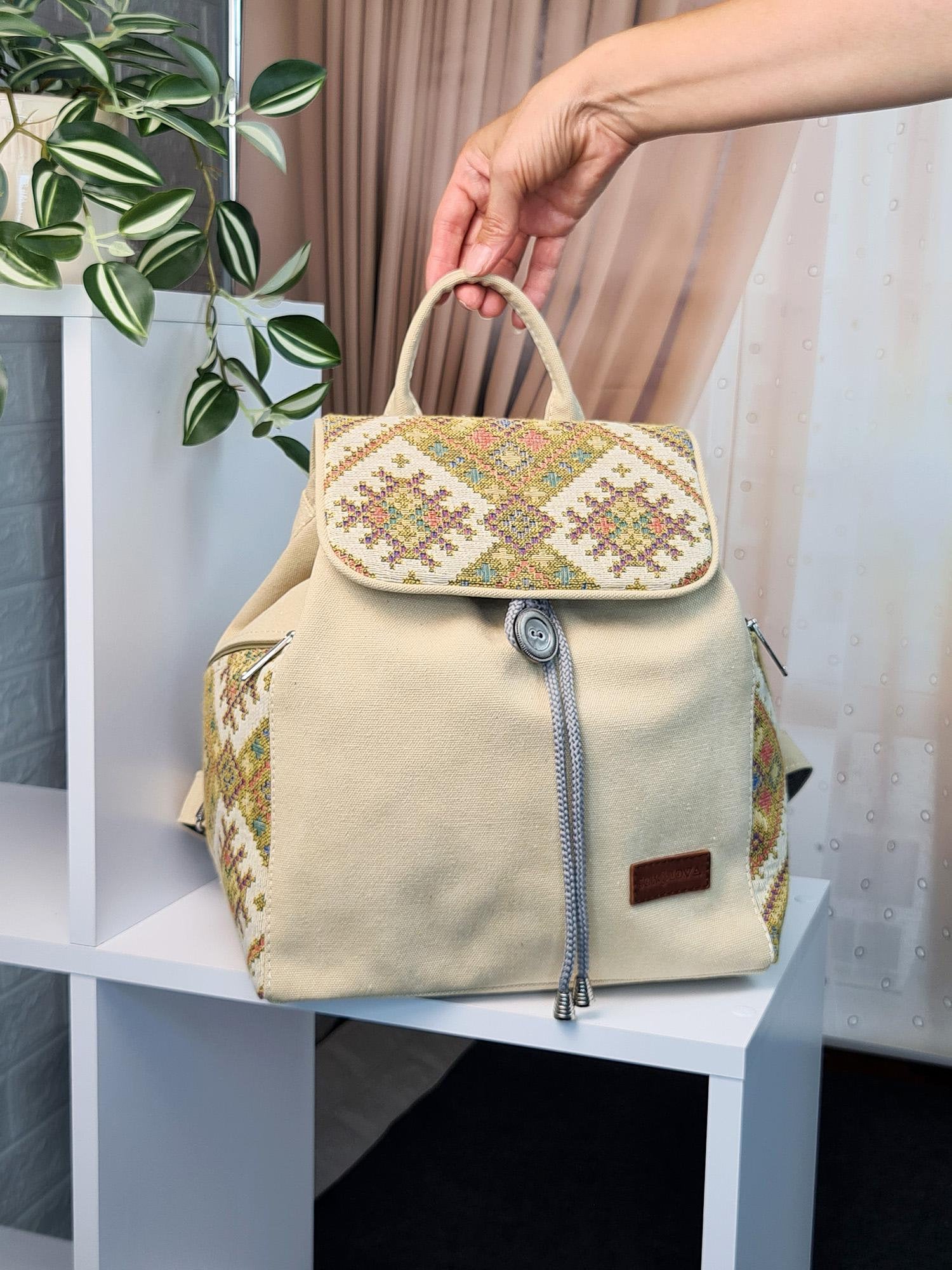 Embroidered Backpack - Unique Artisan Embellished Ethnic Look -Fully Fine Cotton A few years ago, we collaborated with the lovely folks at  main image 3