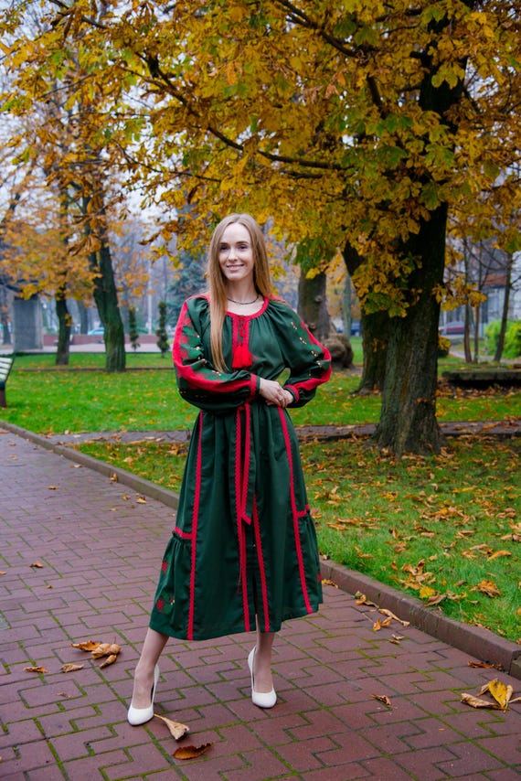 green emerald velvet dress YZXDORWJ Women Mexican Embroidered Dress Ruffle Collar Sleeveless (S,  326MR) at Amazon Women's Clothing store main image 1