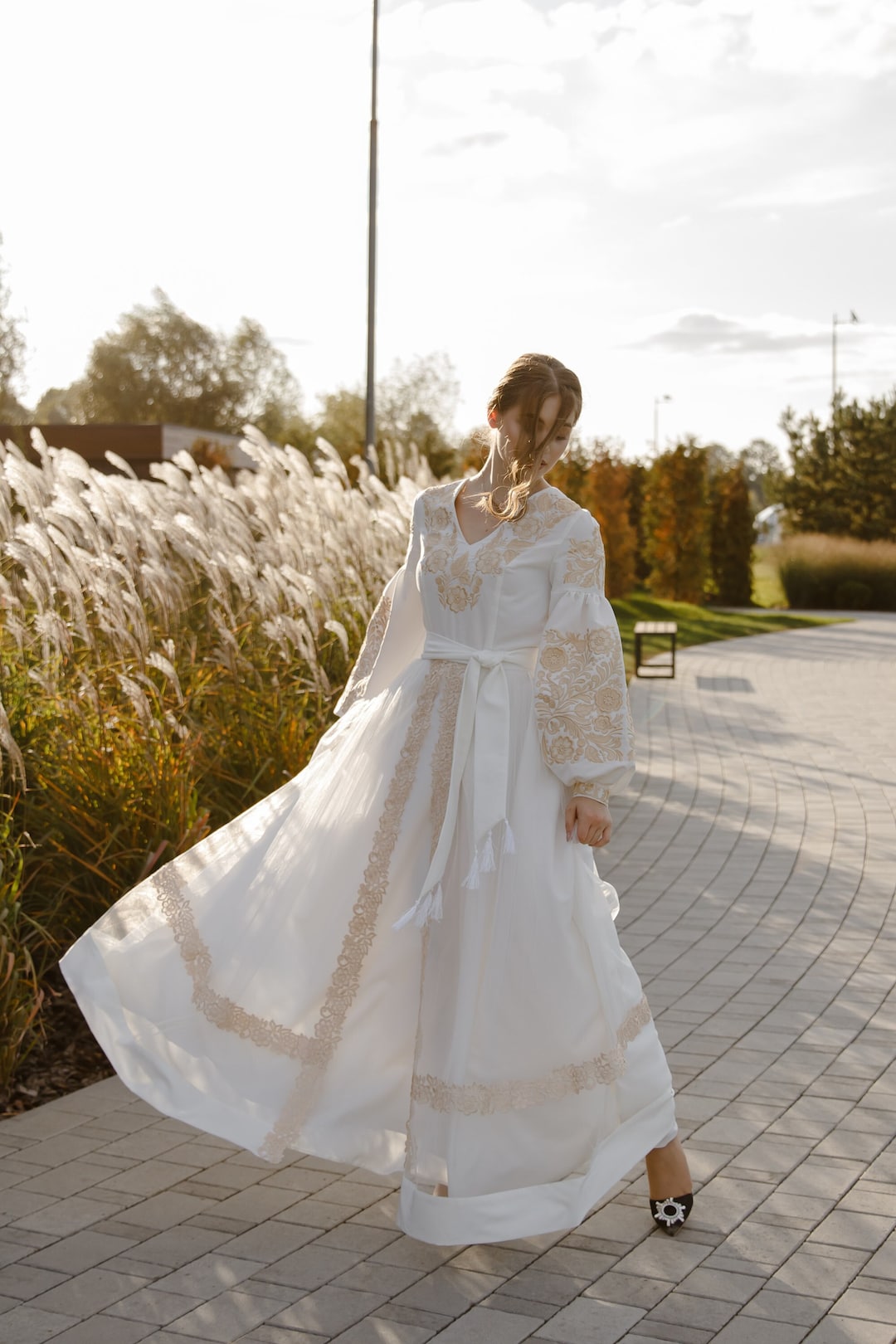 Ukraine Vyshyvanka Wedding Dress "firebloss" With Upper Embroidered Skirt  and Pair Men Vyshyvanka Shirt Ukrainian Embroidered Sleeves Dress - Etsy