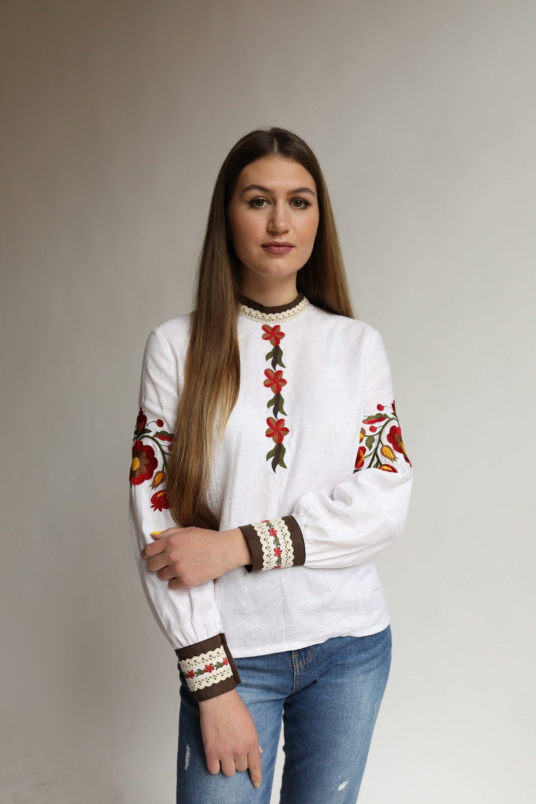 Linen Embroidered Blouse Ukrainian Traditional Vyshyvanka | Etsy