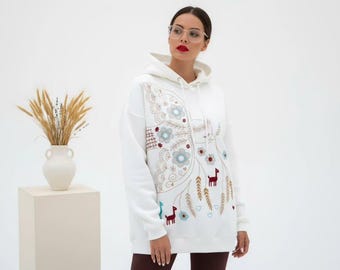 Embroidered Ukrainian Hoodie “Oberig” | Symbolic Folk Design | Cozy Unisex Sweatshirt | Made in Ukraine | Boho Style | Malyar shirt