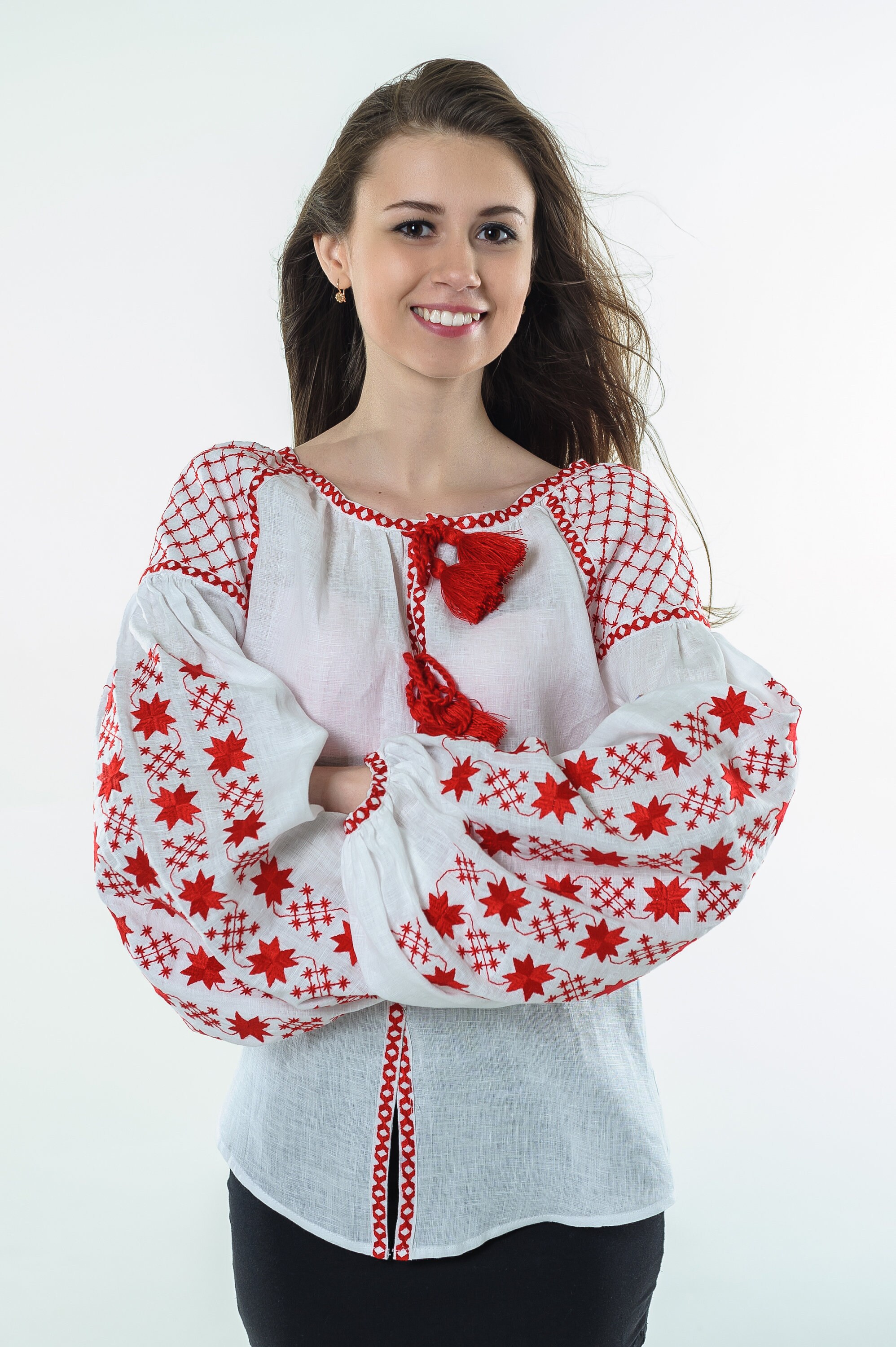 White linen embroidered blouse Starry night Etsy