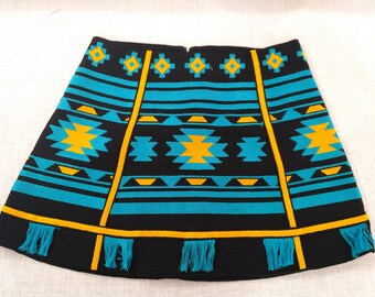 Embroidered linen mini skirt &quot;Gutsul&quot; black,  Vyshyvanka Ukrainian skirt, black  folk embroidered mini skirt, elven skirt, fairy skirt