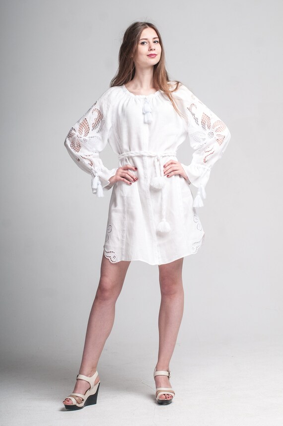 embroidered linen mini dress Embroidered Linen Mini Dress