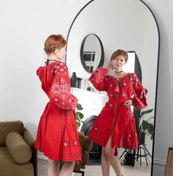 red linen puff sleeve dress Womens Simply Be Red Puff Sleeve Linen Shirred Midi Dress US 18
