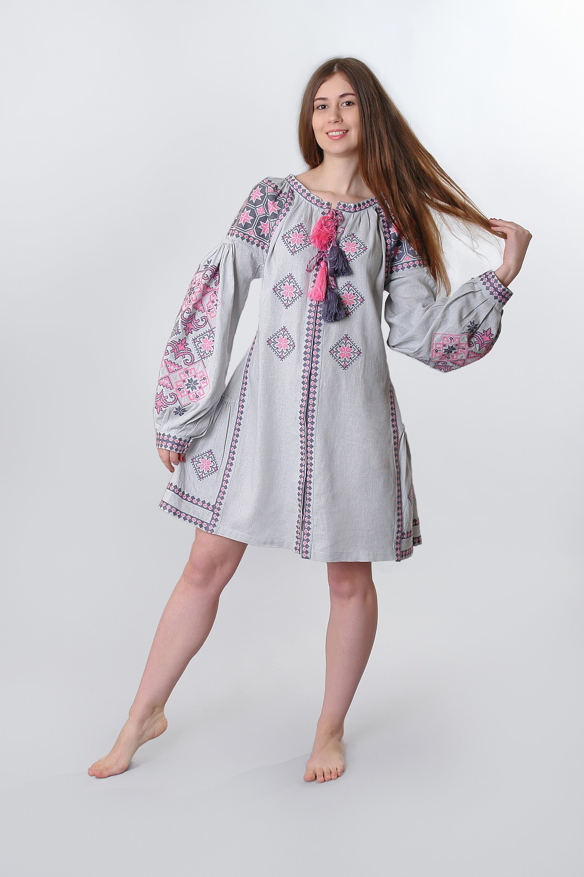 Linen Woman embroidery dress “Ruslana” made to order 3-6 weeks main image 0