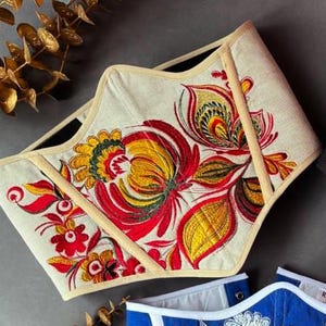 Underbust corset embroidered Ukraine, Vyshyvanka underbust corset ,   Renaissance corset top , Corset belt, Ribits corset, Gift for her