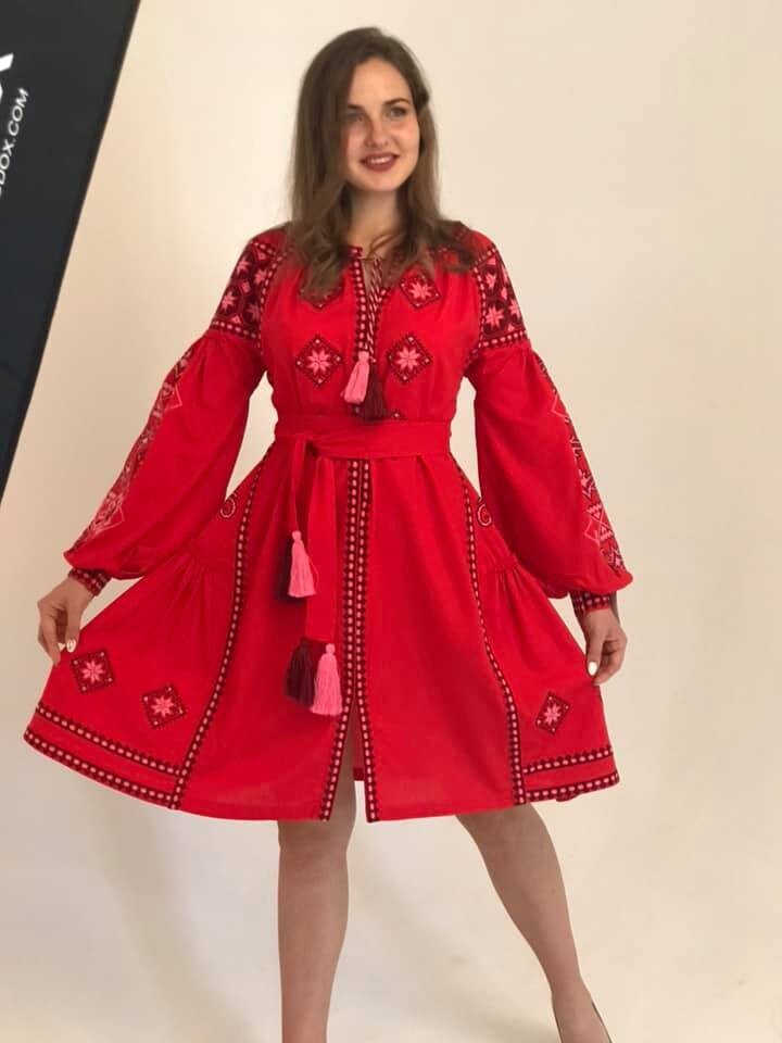 green emerald velvet dress lemlem Women's MEAZA Button Up Dress in Niku Red main image 0