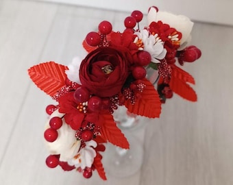 Ukraiński diadem ze sztucznymi kwiatami, tiara kwiatowa, kwiaty do włosów, opaska ślubna do włosów, boho kwiatowa korona ślubna, prezent dla niej