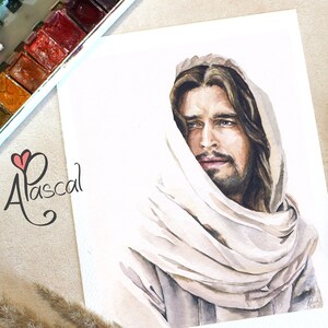 Jesus Portrait, Wall Art, Jesus Wall Art, Printable, Christian Decor, Baptism Gift, Jesus print, Christian Wall Art, jesus watercolor