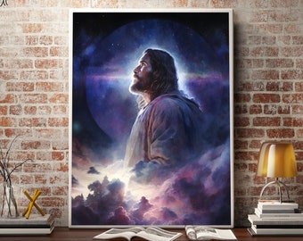 Impression aquarelle Jésus-Christ le bon berger Portrait de Jésus art mural Portrait de Jésus Jésus-Christ téléchargement numérique Décoration murale religieuse