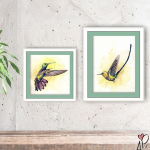 HUMMINGBIRDS Watercolor Сolibri Bird Print gift bird lover Hummingbird Painting flying hummingbird Art HUMMER Painting PRINTABLE