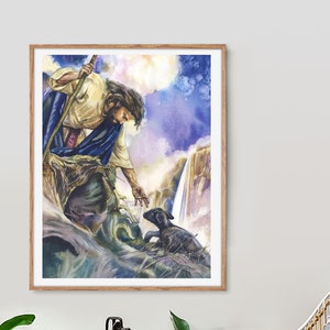 Pintura de Jesús Arte de Jesús Acuarela Jesús con Cordero Archivo DIGITAL Pintura de Cristo Impresión de la Biblia Jesús El BUEN PASTOR Arte mural famoso de Jesús