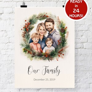 Custom Portrait From Picture, Personalised Watercolour Portrait, Family Portrait Painting, Christmas Gift for Parents,Merge Photo Portrait|
