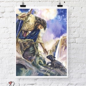 Acuarela Jesús con Cordero Cristo Pintura Biblia Imprimir Jesús El BUEN PASTOR Cartel Jesucristo Bellas Artes Arte Arte Cristiano