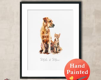 Retrato de mascota en acuarela a partir de una foto, retrato de mascota pintado a mano, regalo de retrato de mascota en miniatura, pintura de mascota a partir de una foto, regalo de retrato de perro