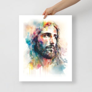 Jesus painting. Watercolor Jesus Christ portrait. PRINT - Christ Painting, Bible Print, Jesus Portrait, christian art, modern christian art