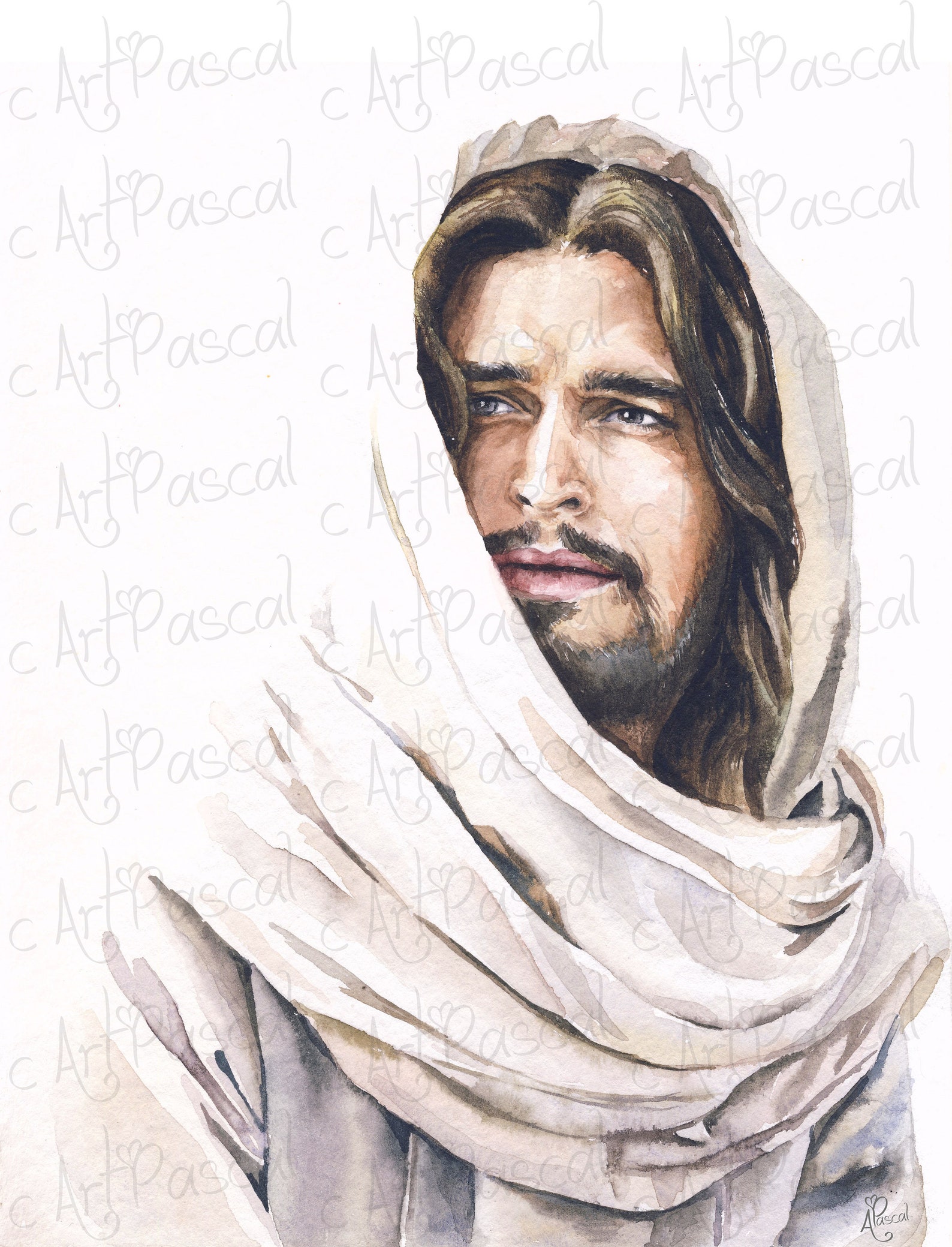 Easter DIGITAL File Watercolor Jesus Christ Portrait DIGITAL | Etsy