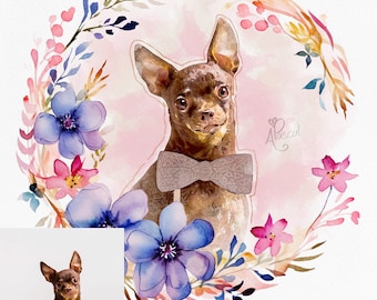 custom pet portrait, pet portrait, pet portrait custom, dog portrait custom, custom dog portrait, watercolor pet portrait, dog portrait