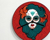 Sugarskull Calavera Catrina - Day Of The Dead - Dia De Los Muertos - Mexican Carnival Holiday - Novelty Gift - Custom Acrylic Wall Clock