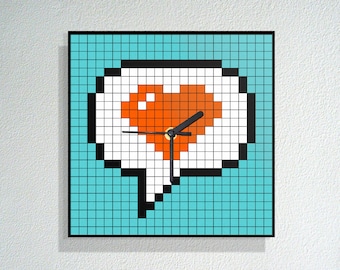 Pixel Design Clock Etsy