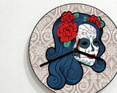 Sugarskull Calavera Catrina - Day Of The Dead - Dia De Los Muertos - Mexican Carnival Holiday - Novelty Gift - Custom Acrylic Wall Clock