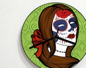 Sugarskull Calavera Catrina - Day Of The Dead - Dia De Los Muertos - Mexican Carnival Holiday - Novelty Gift - Custom Acrylic Wall Clock