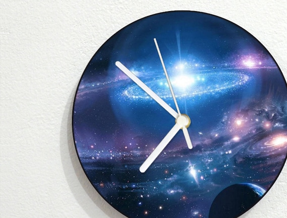 Wall Clock Stars Space Universe Galaxy Nebula Galactic Systems Planets