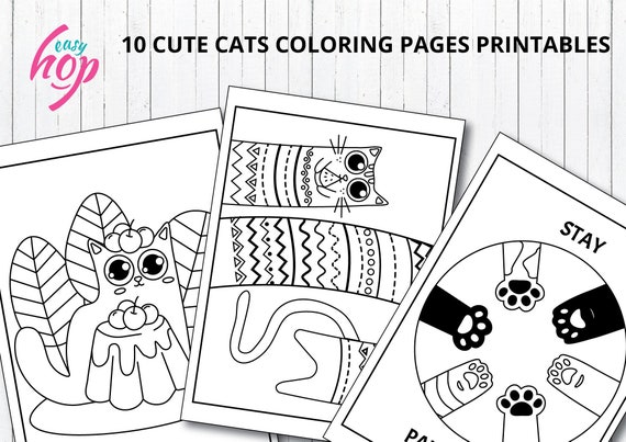 I Love Cats Coloring Pages Etsy I Love Cats Coloring Pages Etsy