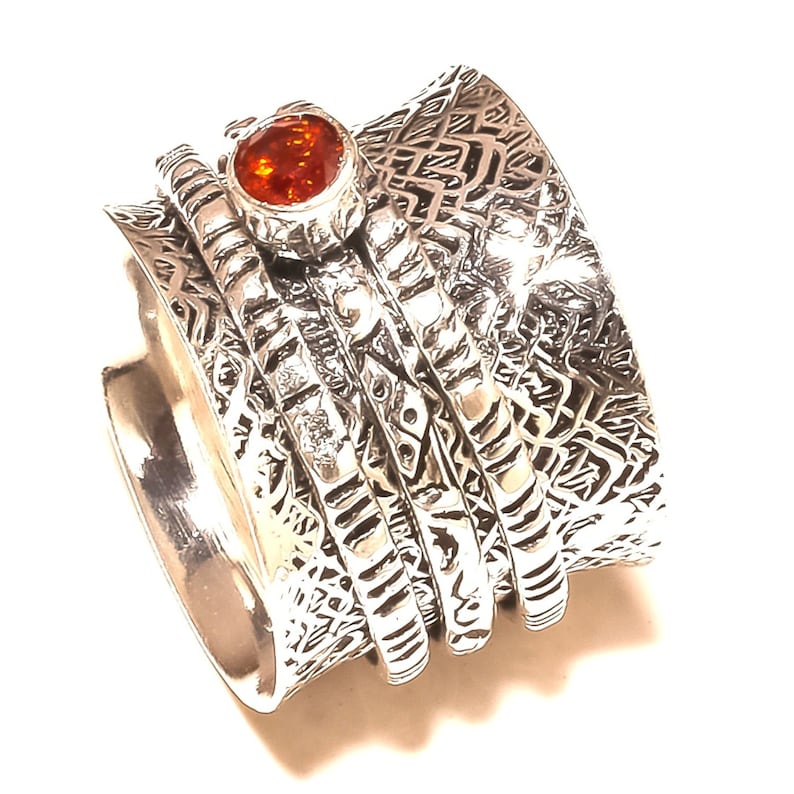Garnet Faceted Gemstone 925 Solid Sterling Silver Spinner Ring Statement Ring New Item Handmade Jewelry All Size us sr254212