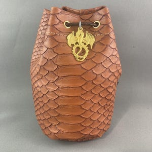 Brown Medium Dragonhide drawstring dice bag - Dungeons and Dragons