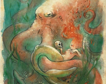 Mermaid and Kraken | Print