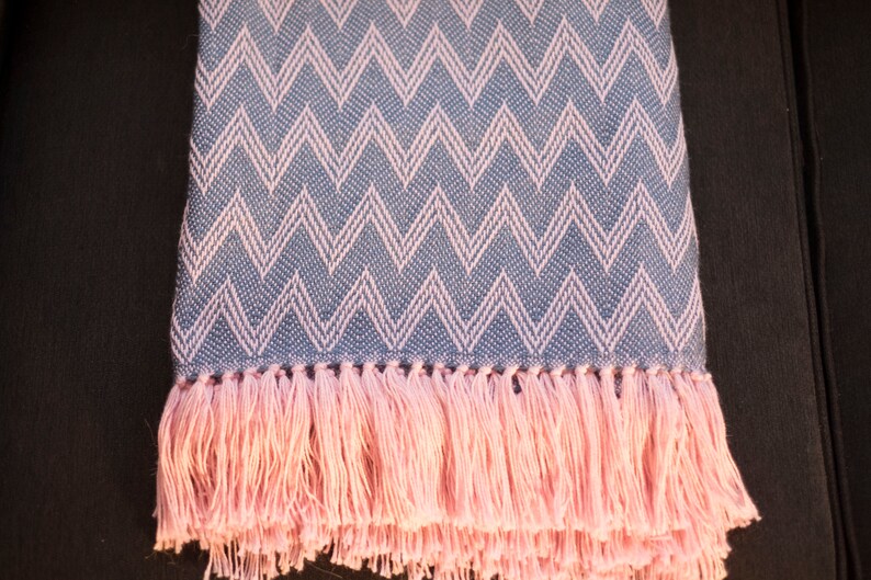Baby Blue and Pink Local Alpaca Blend Throw Blanket
