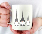 Scandinavian Gnomes Ceramic Coffee Mug, Swedish Gnomes God Jul Coffee Cup, Norwegian Tomten Merry Christmas, Danish Happy Holidays Gift