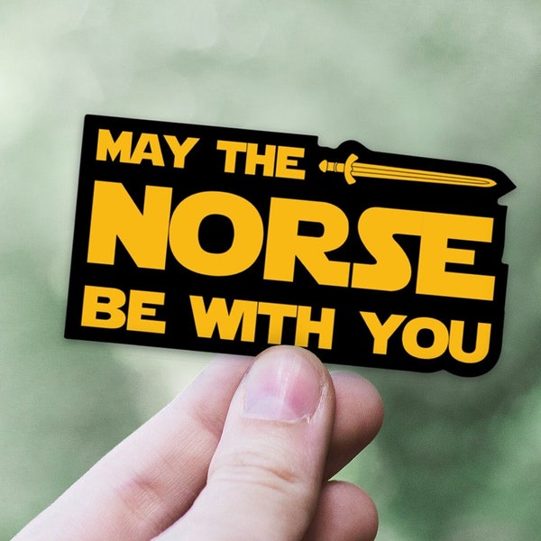 May The Norse Be With You Sticker | Funny Viking Decal | Scandinavian Waterproof Sticker for Car Window Laptop or Water Bottle | Norse Gods