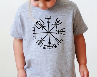 Vegvisir Toddler Tee | Viking Compass Kids T-Shirt | Icelandic Magical Wayfinder Stave Children's Shirt | Asatru Pagan Clothing Gift
