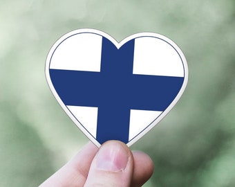 Finnish Heart Sticker | Flag of Finland Vinyl Decal | Finnish Pride Laptop Sticker | Proud Finn Water Bottle Decal | Gift for Finn