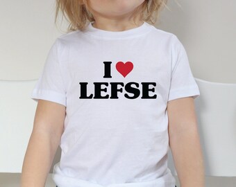 I Love Lefse Toddler T-Shirt | Norwegian Christmas Kids Shirt | Team Lefse Taster Children's Tee | Scandinavian Holiday Family Shirts
