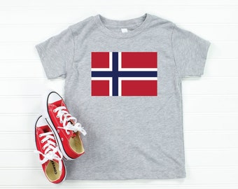Norwegian Flag Toddler Tee | Flag of Norway Kids T-Shirt | Norwegian Souvenir Shirt for Children | Oslo Bergen Stavanger Trondheim Tromso