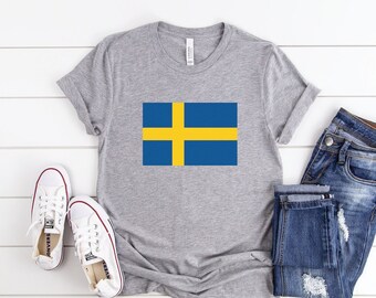 Swedish Flag Shirt | Sweden Flag Unisex T-Shirt | Swedish Souvenir Tee for Men or Women | Made In Sweden Gift | Stockholm Sweden Clothing