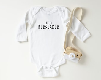 Little Berserker Long Sleeve Baby Bodysuit | Future Viking Infant Outfit | Norse Gods Baby Clothing | Pagan Hunter New Baby Announcement