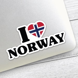 I Love Norway Sticker | I Heart Norway Vinyl Decal | Norwegian Pride Laptop Sticker | Norway Flag Water Bottle Decal | Norwegian Gift