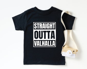 Straight Outta Valhalla Toddler Tee | Little Viking Kids T-Shirt | Norse Gods Children's Shirt | Scandinavian Clothing for Boys or Girls