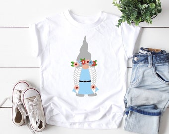 Midsummer Girl Gnome Toddler Tee | Swedish Tomte Kids T-Shirt | Scandinavian Nisse Children's Shirt | Nordic Clothing for Summer Solstice