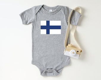 Finnish Flag Baby Bodysuit | Finland Flag Infant Romper | Finn Baby Clothing | Baby Shower Gift from Finland for Boys or Girls