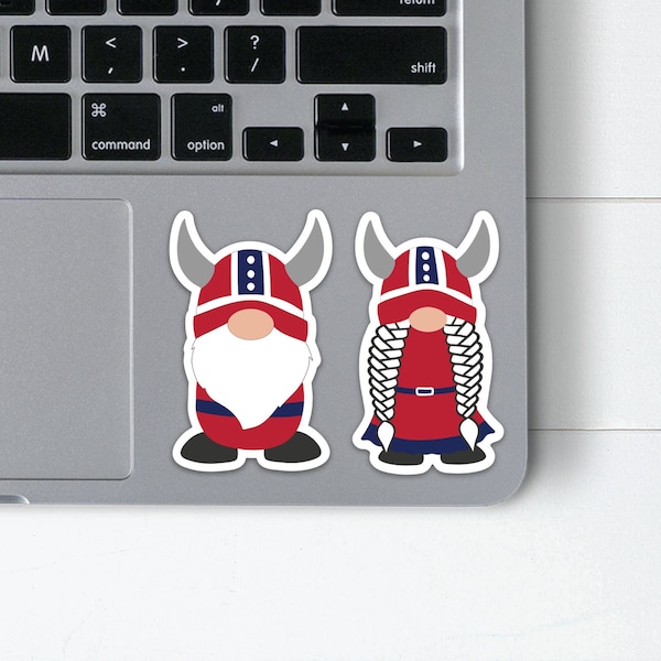 Norwegian Viking Gnome Stickers | Norwegian Nisse Vinyl Laptop Decals | Norway Gnome Couple Sticker for Car Window | Nordic Gnome Decal