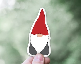 Scandinavian Gnome Sticker | Red Hat Tomten Vinyl Laptop Decal | Nisse Sticker for Car Window | Scandinavian Gift Ideas