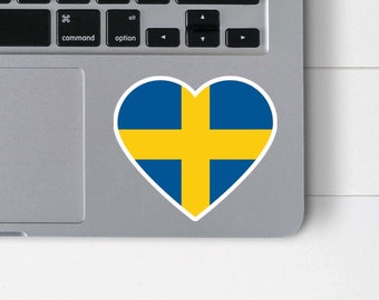 Swedish Heart Sticker | Flag of Sweden Vinyl Decal | Swedish Pride Laptop Sticker | Sweden Flag Water Bottle Decal | Gift for Swede