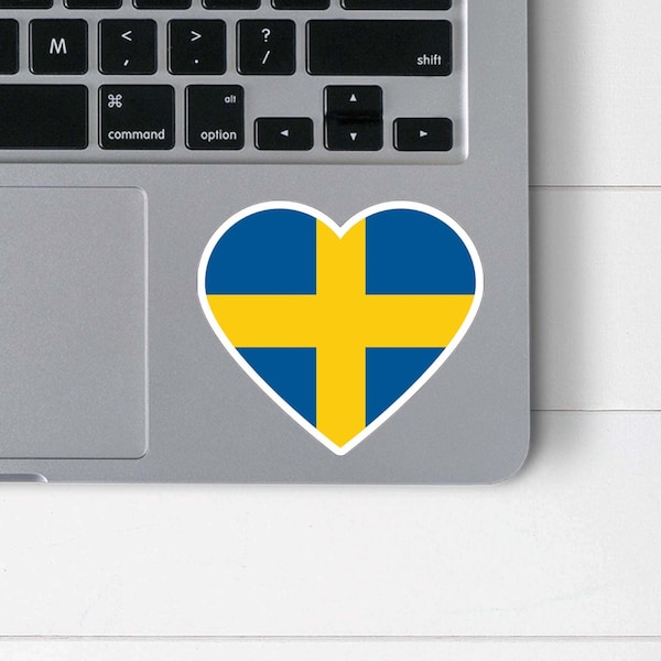 Swedish Heart Sticker | Flag of Sweden Vinyl Decal | Swedish Pride Laptop Sticker | Sweden Flag Water Bottle Decal | Gift for Swede