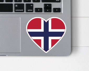 Norwegian Heart Sticker | Flag of Norway Vinyl Decal | Norwegian Pride Laptop Sticker | Norway Flag Water Bottle Decal | Gift for Norwegian